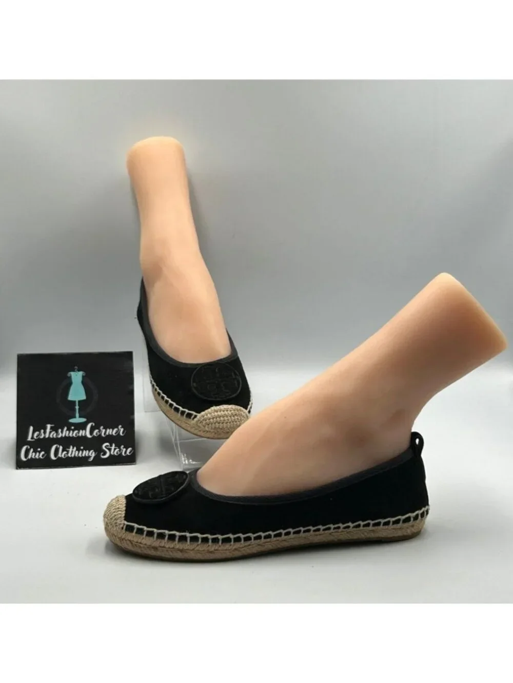 Tory Burch Women's Black Velvet Minnie Espadrille Slip on Flats Size 6 3617